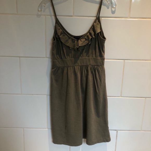 Banana Republic olive green cotton dress with ruffle - Picture 2 of 10